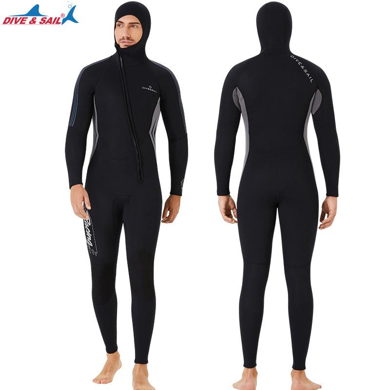 Wetsuit Men's 3MM Hooded Thickened Warm Winter Swimsuit One-piece Cold-proof Snorkeling Surfing Wetsuit