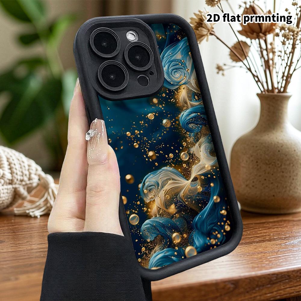 Phone Case: 2D Flat Design Suitable for iPhone 18 17 16 15 14 13 Pro Step Protection Case, Ink Smoke, Christmas and Halloween Gifts