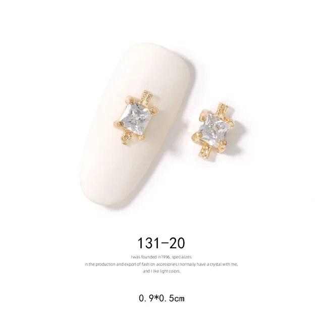 2pieces 3D Metal Zircon Nail Art Jewelry Japanese Nail Decorations Top Quality Zircon Crystal Manicure Zircon Diamond Charms