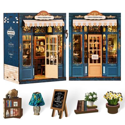 CRESYMME Miniature House Dollhouse Book Nook Kit, Wooden DIY 3D Hobby Handmade (Wisteria Trellis Reading Room)