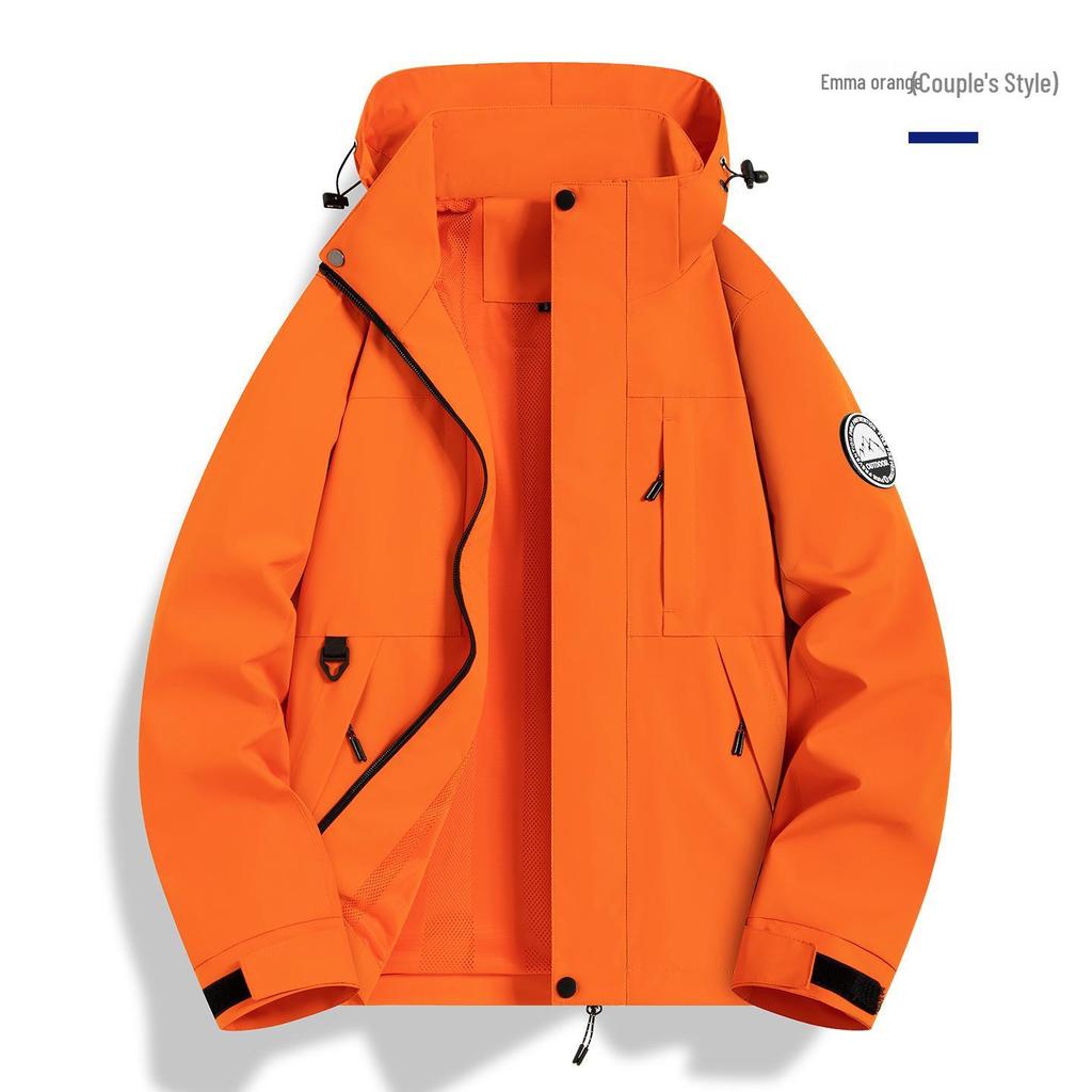 Windproof Waterproof Color Block Hooded Sports Jacket for Men - Spring/Autumn
