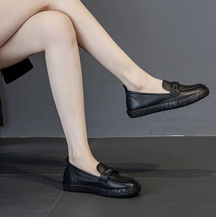 Fashion Women's Ladies Female Genuine Leather Flats Platform Slip On Soft Loafers Zapatos Mujeres Mocasines Spring Vulcanized Shoes