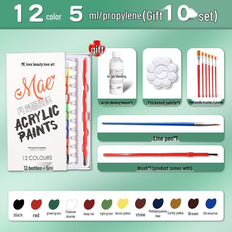 Waterproof Acrylic Paint Set - Fade-Resistant and Washable for Kids' Graffiti and Textile Art