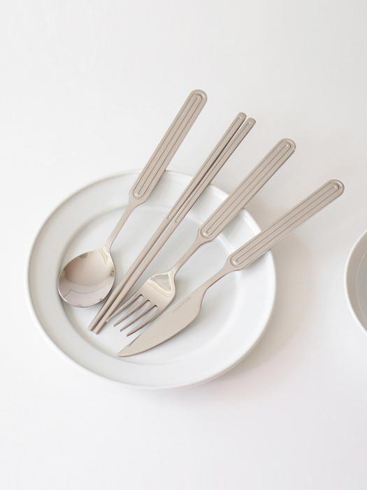 

kamomekitchen Ridge All-Stainless Steel Cutlery Set (Spoon, Chopsticks, Fork, Knife) matte chopsticks