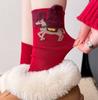 Women Horse‑Year Red Socks,Autumn Winter Thick Warm Stackable Socks,Embroidered Boneless Medium‑Tube Calf Cotton Socks