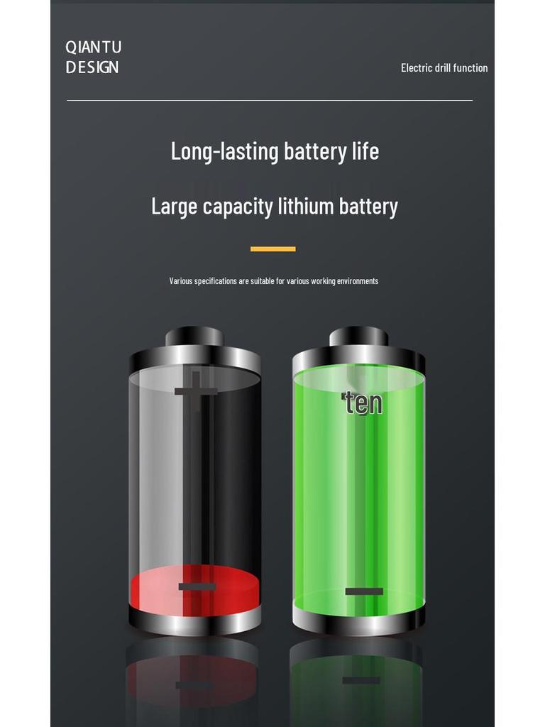 21V Dual-Speed High-Power Electric Drill with Three Functions and Lithium Battery