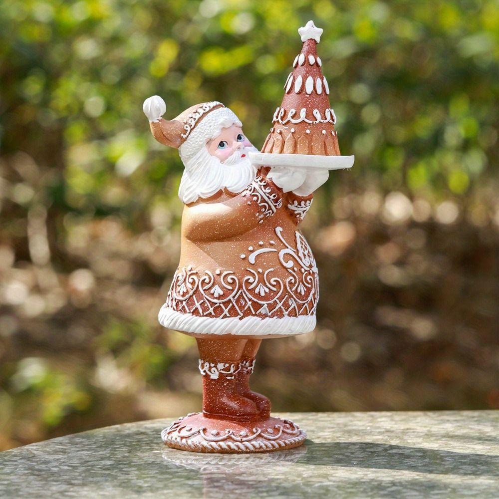 6 Styles Cute Santa Claus Ornaments Exquisite Cartoon Resin Santa Claus Statues Unique Christmas Ornament Yard