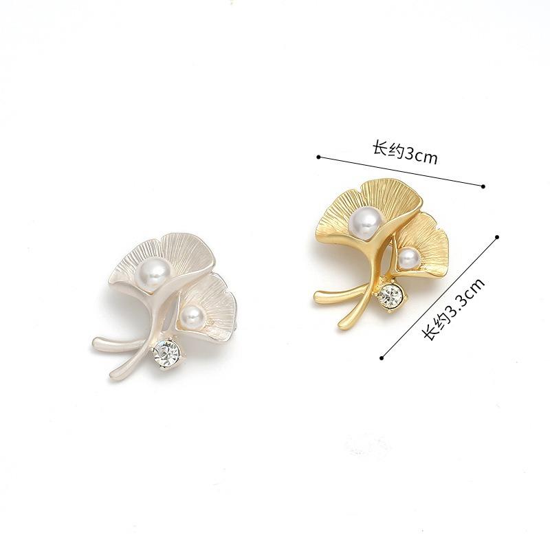 Pearl Ginkgo Leaf Brooch, Pin Decoration, Coat, Suit, and Garment Fixation