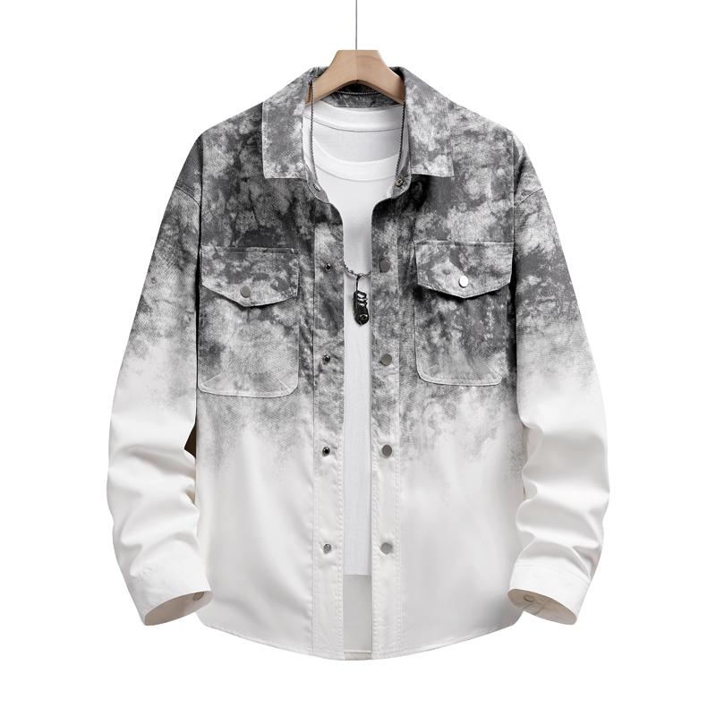 Gradient Shirt American Retro Gradient Plaid Shirt Men's Spring and Autumn New Lazy Style Loose Trendy Couple Jacket