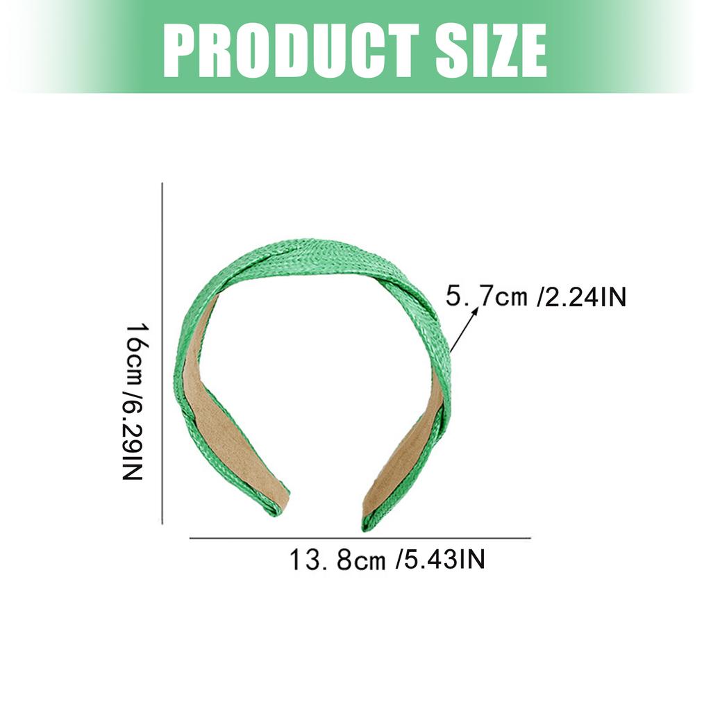 Wide Brim Braided Straw Headband Comfort Fit Solid Color Hair Accessory For Women Casual Outings Parties Vacations