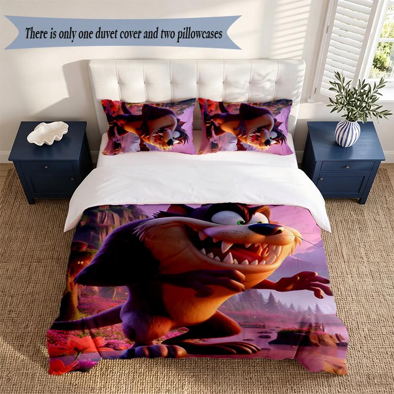 taz 3‑Piece Bedding Set Soft Microfiber Duvet Cover Pillowcases Comfortable Bed Linen for Bedroom Decoration