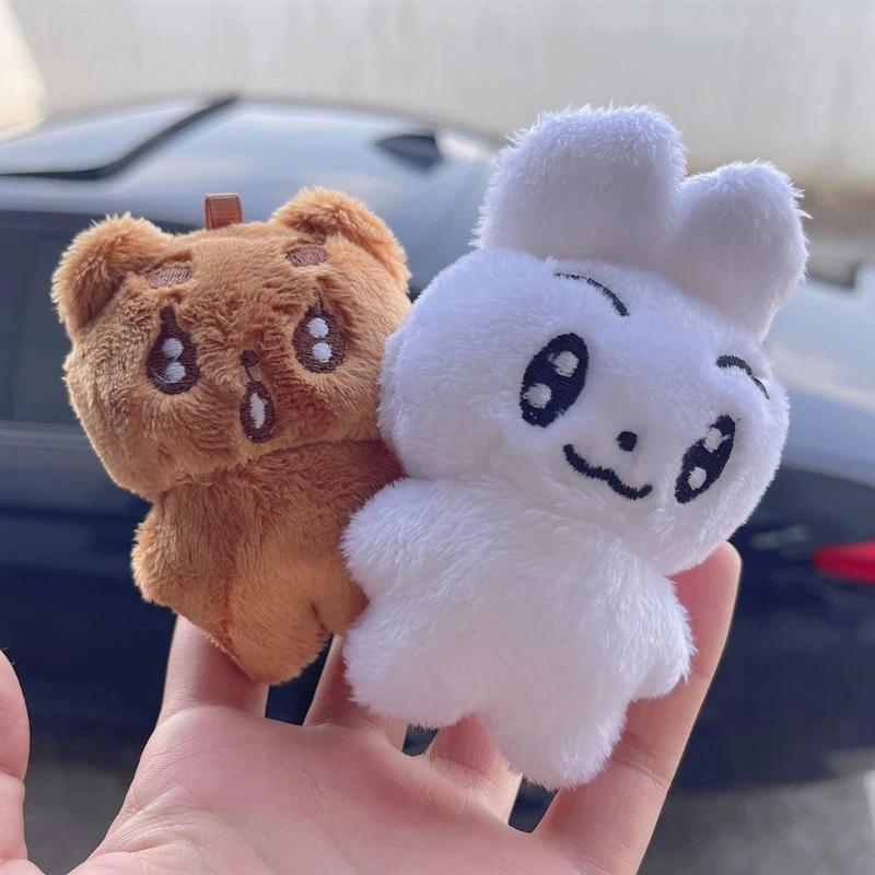 New 5pcs TXT Dolls Cartoon Soobin Beomgyu Same Plush Keyrings Q Styles Tutu Bar Two-Bar Doll Keychain Rings Bag Pendants