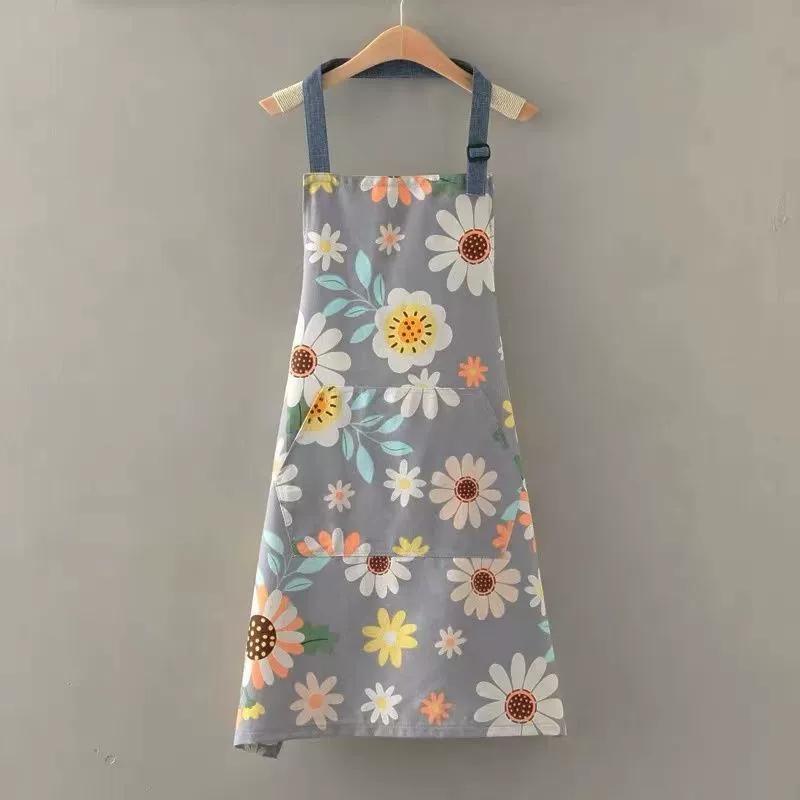 Cute Flower Kitchen Household Oil-Proof Cooking Apron For Women Children Men Kitchen Waterproof Adult Coffee Baking Accessories
