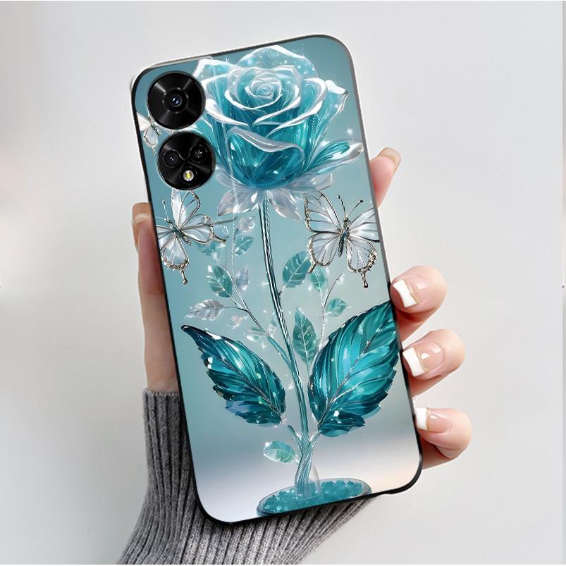 Printing Pattern Case For TCL 50 5G/TCL 50 XE Nxtpaper 5G/TCL 50XE 5G Soft Silicone Black Shell Cover Cute Flower Cartoon Casing