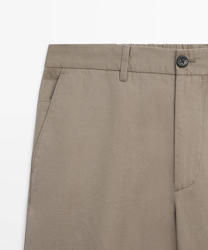 Masimodutti Cotton Linen Poplin Barrel Fit Pants