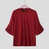 INCERUN Oversized Men Round Neck 3/4 Sleeve Rib Casual Loose T-Shirts Tops