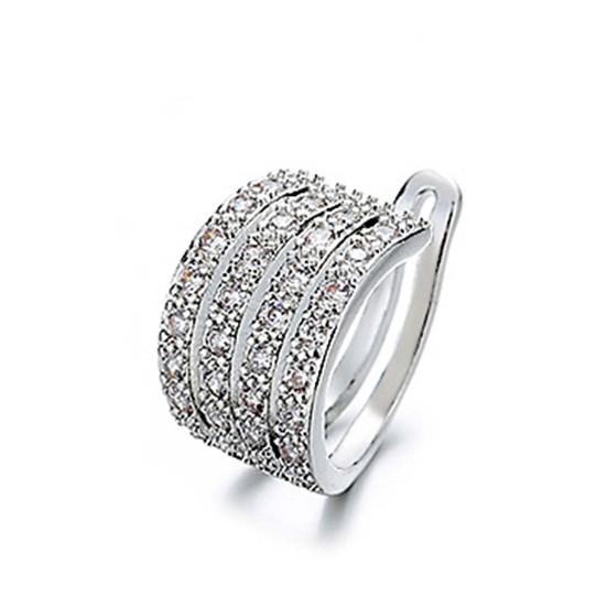 1 Boucle d'oreille à clip Géométrique Strass Bijoux Étincelants Style Coréen Manchette d'oreille pour Mariage