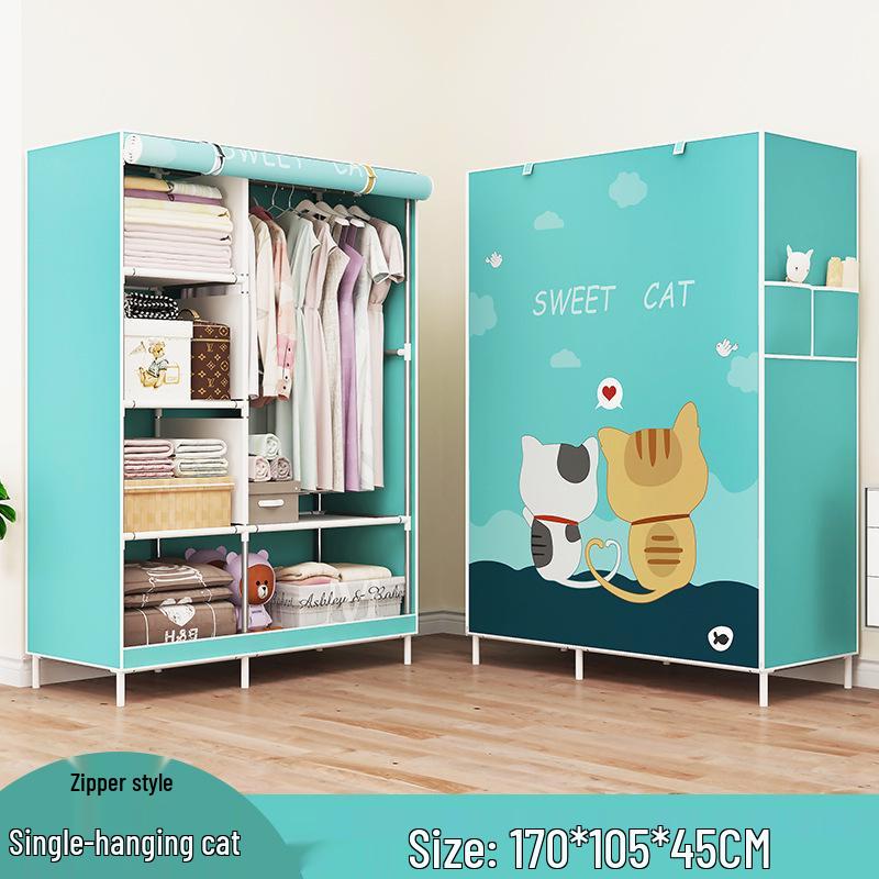 Modern Simple Fabric Wardrobe with Reinforced Steel Frame - Thickened and Foldable Design for Easy Assembly.