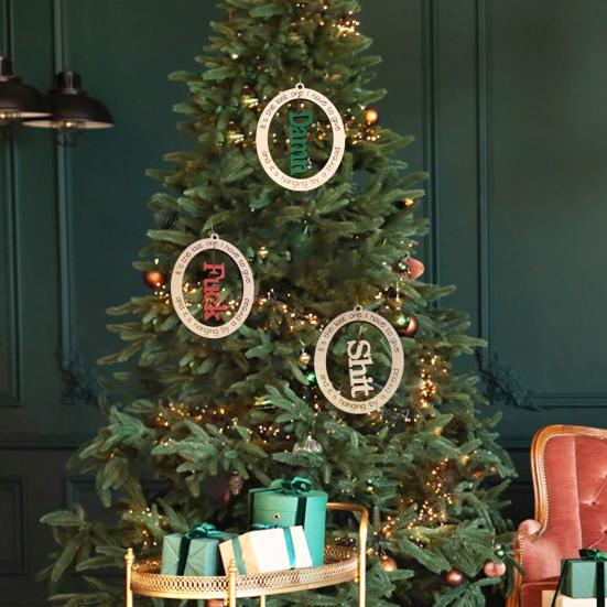 

3 шт. Юмористическое украшение, необычные космические акценты, забавные подвесные украшения для рождественской елки, ручная работа, деревянная вешалка для космоса, декор для праздничной вечеринки