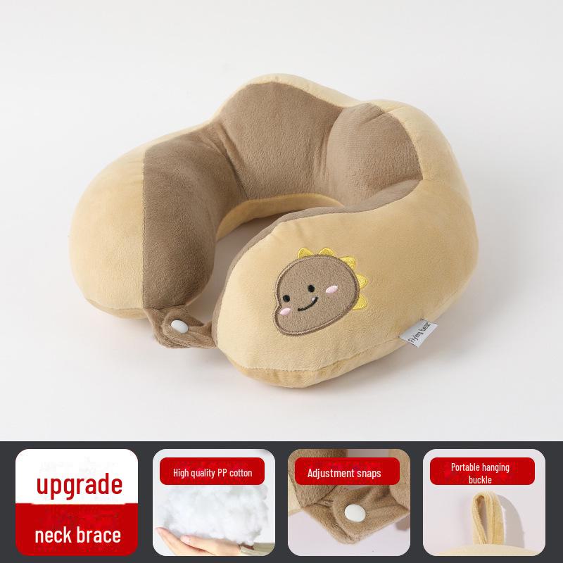 

Подушка для шеи U-образной формы с вышитым зеленым динозавром - PP Cotton Travel & Office Cervical Support Pillow