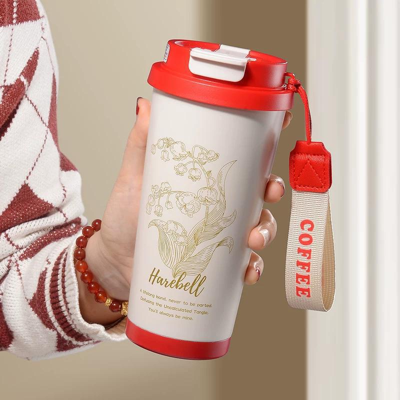 Lily High-Value Thermos Mug with Straw for Students - Large Capacity for Coffee & Water