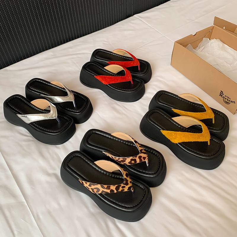 Krazing Pot Natural Skin Horsehair Handmade Summer Size 40 High Quality Slip On French Chic Flat Platform Flip Flops Women Peep Toe Sandals