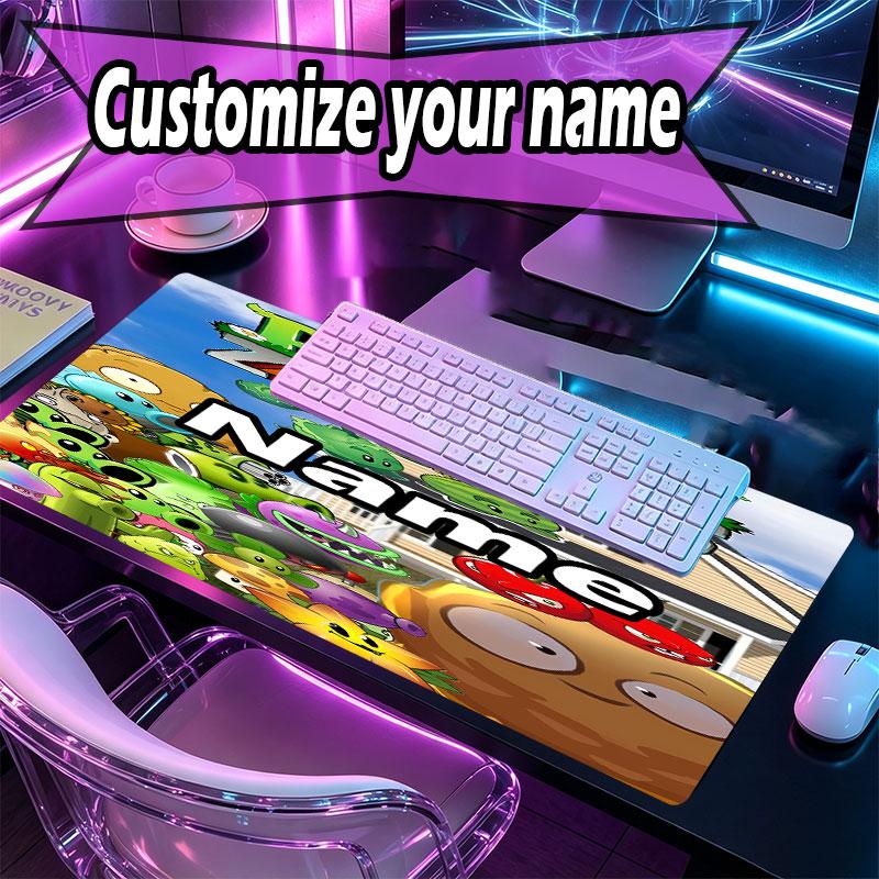 Custom Name Personalized Plants vs. Zombies Pattern Mousepad, Laptop PC Desk Mat, Decorative Desk Mat for Home Keyboard Pad Gift
