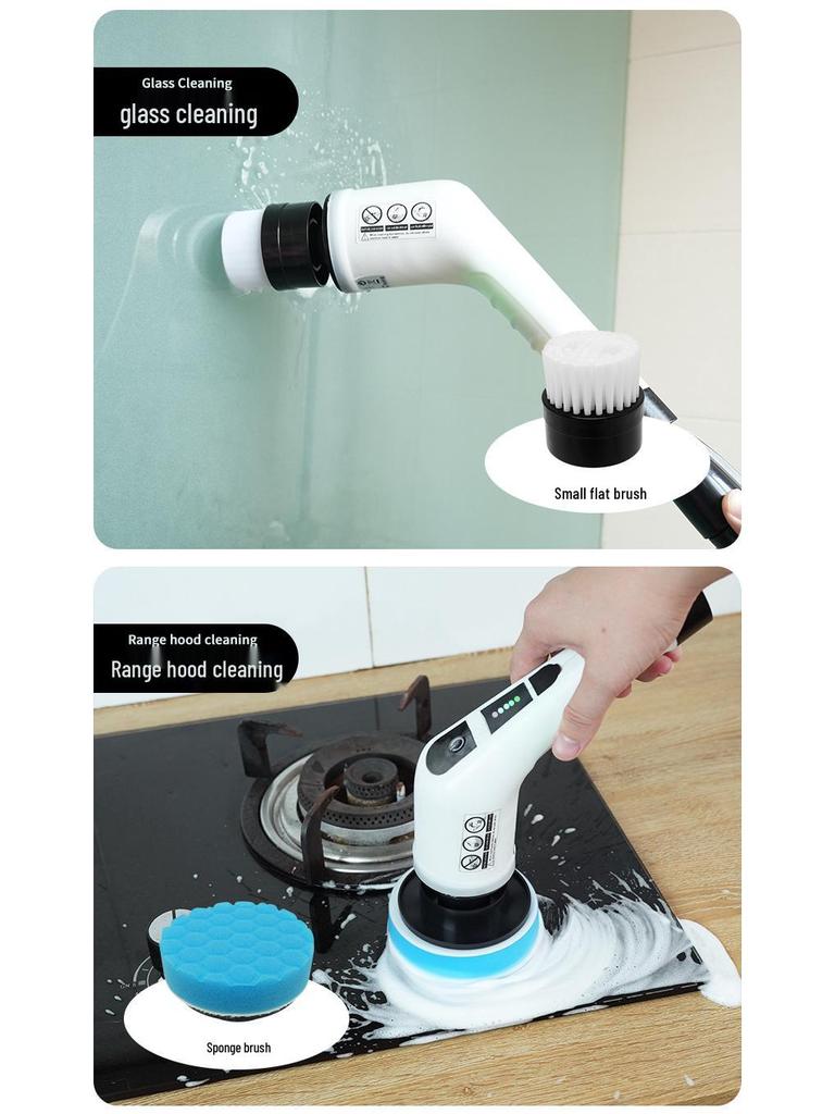 Wireless Multi-Function Electric Cleaning Brush with Rotating Heads for Kitchen and Toilet