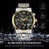 PINDOWS Diamond Business Dress Analog Quartz Luxury Waterproof Luminous Date Stainless Steel Classic Fashion Watch Men's Watch, Display, Two-Tone