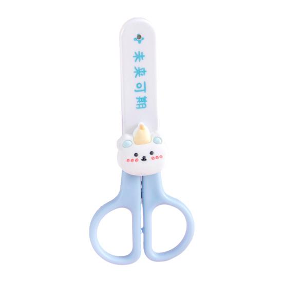 Kids Safety Scissors with Protective Case Ergonomic Handle Paper Cutting Scissors Kindergarten Craft Supplies