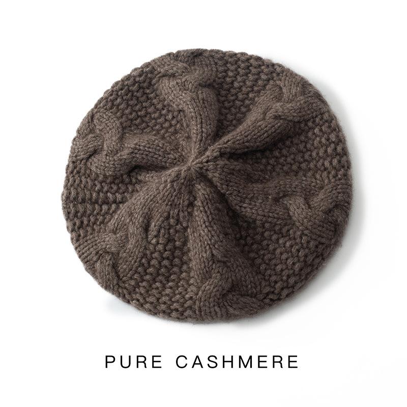 

Soft and Waxy Cashmere Autumn and Winter New Style Women s Personalized Cable Large Twisted Fashion Versatile Warm Knitted Hat One size