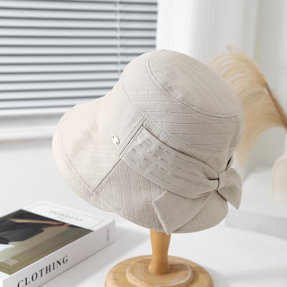 Spring Summer Sun Hats For WomenWomen's Bucket Hat With Bow Solid Color Foldable Cloth Korean Style Lady Travel Casual Fashion