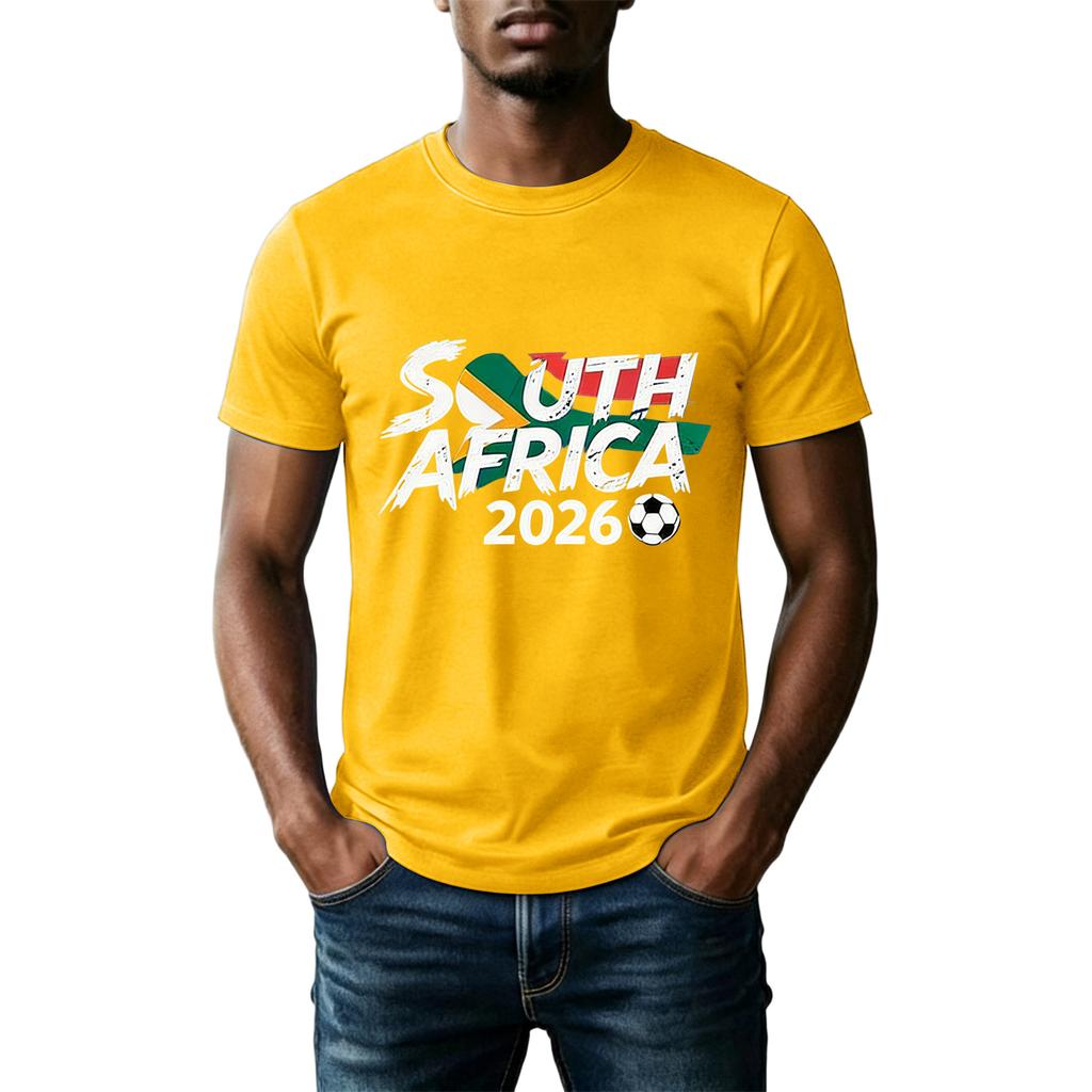 Unisex Voetbal Fan Shirt Zuid-Afrika 2026 Support Shirt Casual Top met Korte Mouwen voor Voetbal Evenementen en Sportactiviteiten