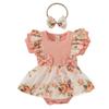 Newborn Floral Lace Bow Jumpsuit Dress for Baby Girls