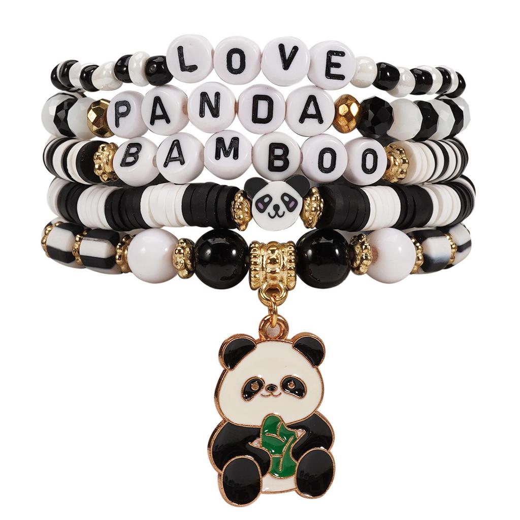 Bohemian Panda Handgefertigtes Perlenarmband-Set - 5 Stück