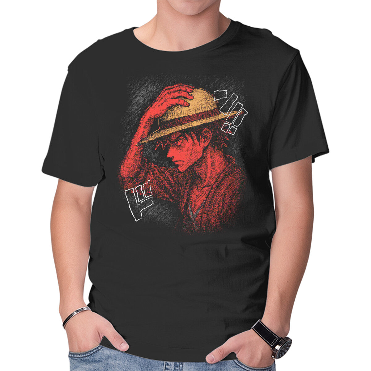 Unisex Crew Neck T-Shirt Mugiwara Pirate King Graphic Short Sleeve Casual Tee M