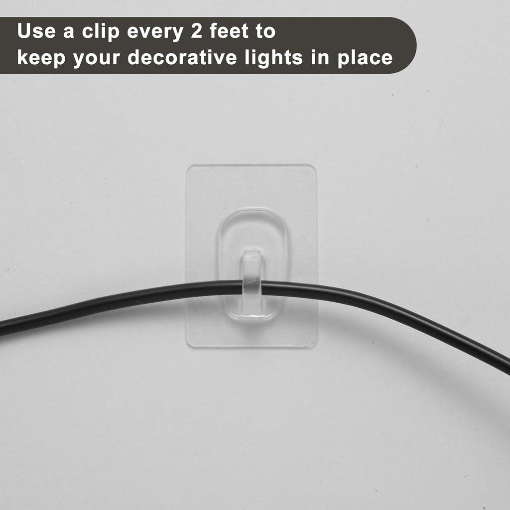 27 Pack Small Adhesive Wall Hooks, Clear Mini Hooks with Adhesive Strips, Damage Free Sticky Hooks for Hanging Decorations,Lights and Cables