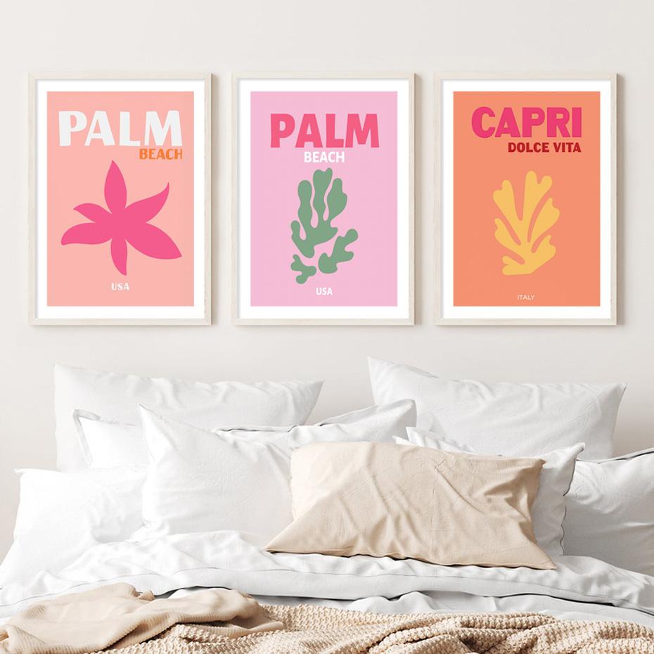 Famous Travel City Miami Bondi Palms Capri Wall Art Canvas Painting Abstract Posters Prints Pictures For Living Room Home Decor