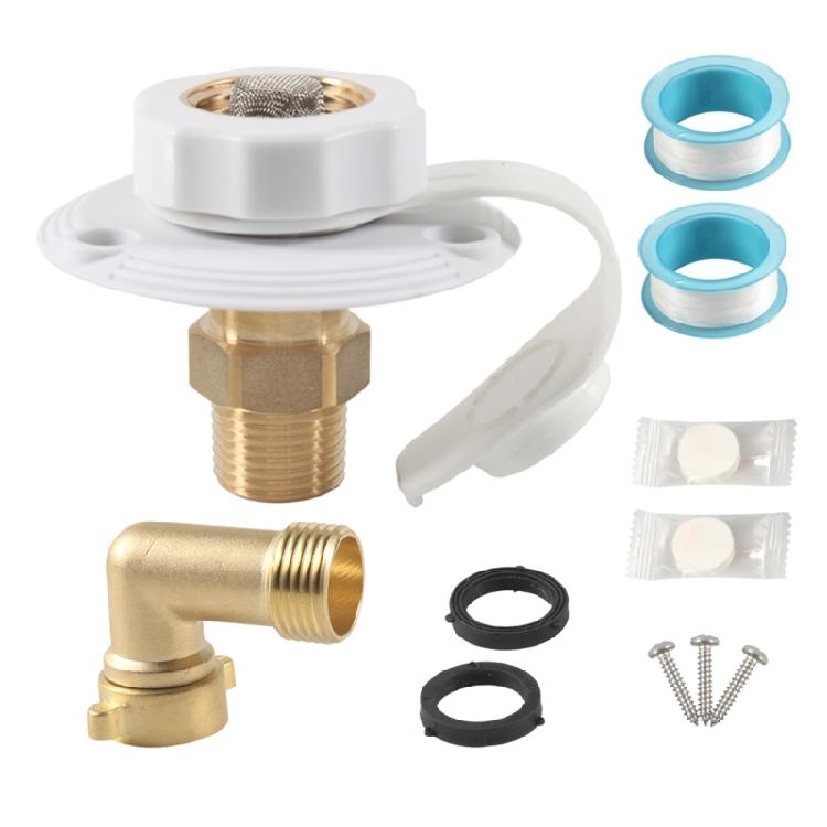 Easy To Install Marine Motorhomes Boat And Trailer Water Inlet Flange With Protective Brass Check Valves And Hose Elbow
