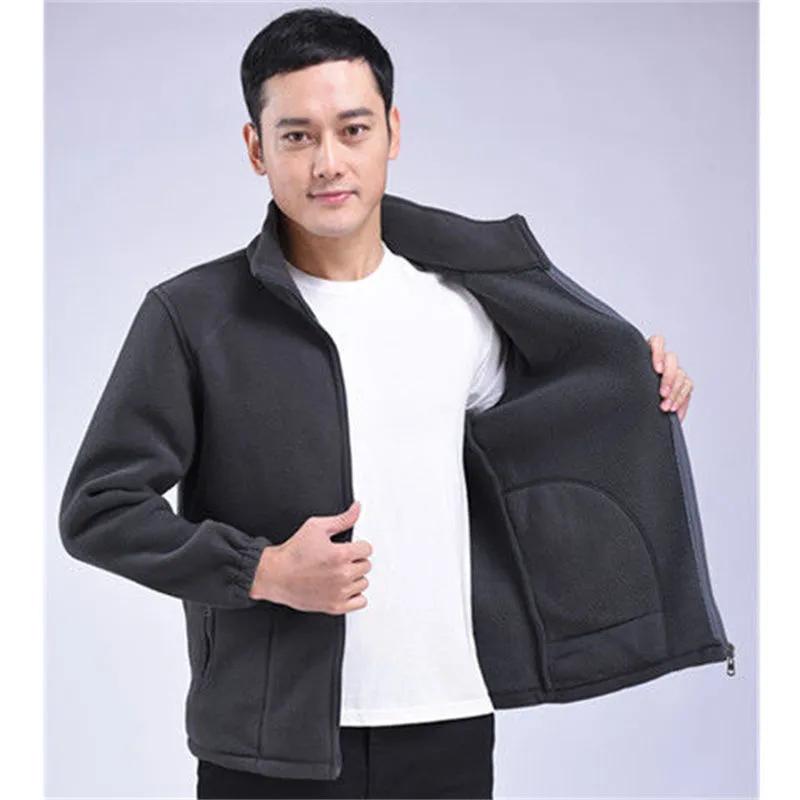 

Мужская осенняя флисовая куртка для мужчин среднего и пожилого возраста, минималистичная толстовка на молнии M серый