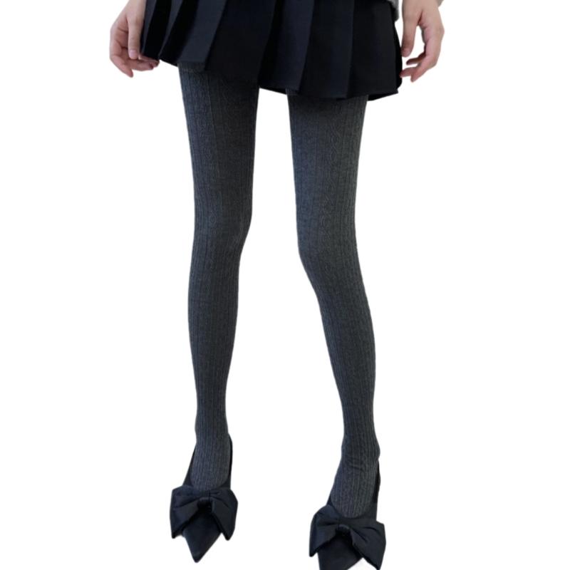 Women Japanese Twist Striped Pattern Jacquard Stockings Pantyhose Spring Fall Opaque Tights Bottoming Leggings Hosiery