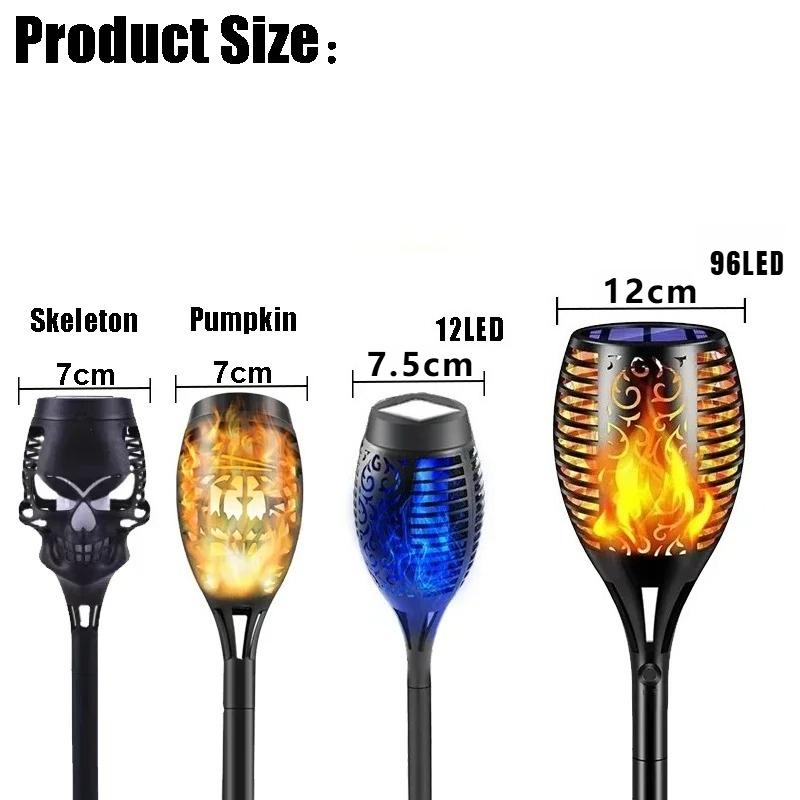 Flickering Flame Solar Garden Lights, Waterproof Outdoor Lawn Lamp Realistic Fire Effect for Yard Patio Pathway Halloween Holiday Decor Lighting