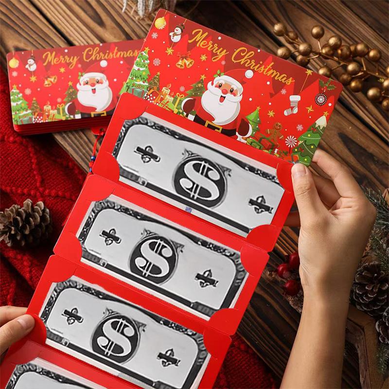 2Pcs Christmas Money Bag Holiday Red Envelope 10-Slot And Gift Card Clip Perfect For Christmas Birthdays And Thanksgiving