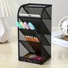 Four-layer Black Mesh Office Desk Storage Box - Multi-functional Pen Holder for School, Home Office and Art Supplies