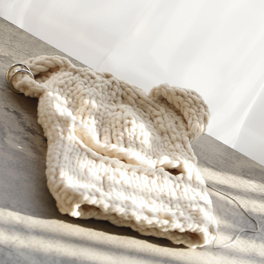 Knitting Balaclava Cap for Women Cute Bear Ears Plush Beanie Hat Handmade Face Cover Hat Crochet Hooded Hat for Party