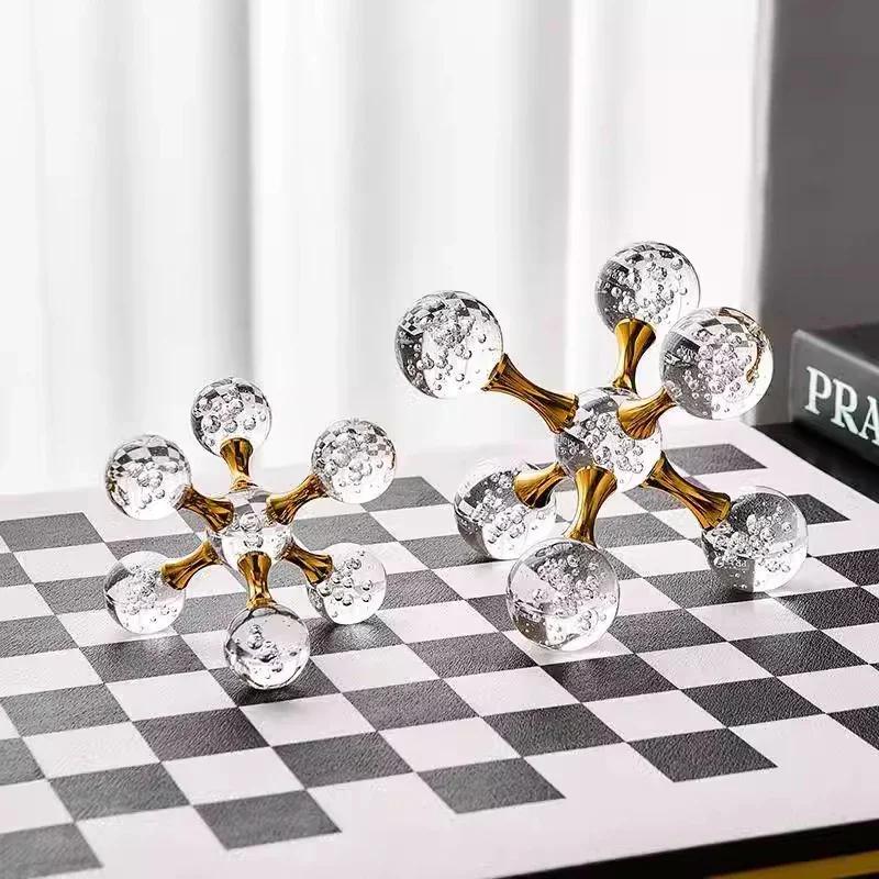 1Pc Crystal Geometric Molecular Ball Candle Holder Luxury Molecule Crystal Decorative Craft Ornament for Desktop Living Room