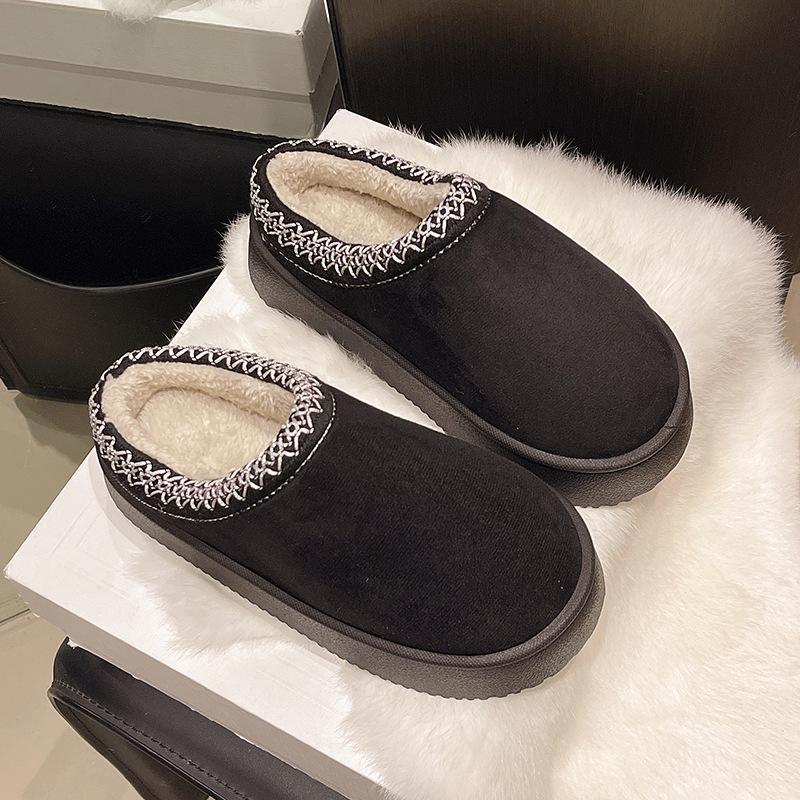 

2025 autumn and winter new lace ethnic style fashion slippers women s shoes cotton slippers indoor and outdoor cotton slippers women s 36