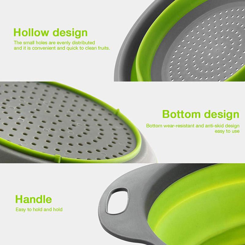 Silicone Vegetable and Fruit Cleaning and Drainage Basket  Cleaning Basket Folding Water Filter Net Kitchen Gadgets
