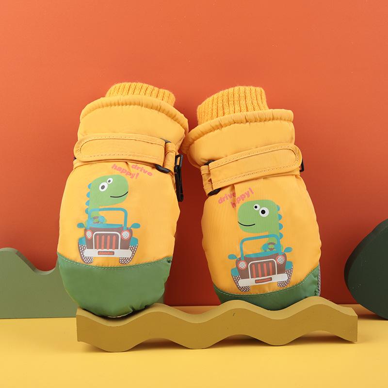 (2~8Years Old) Winter Children Waterproof Non-slip Thickness Warm Cartoon Skiing Snow Gloves
