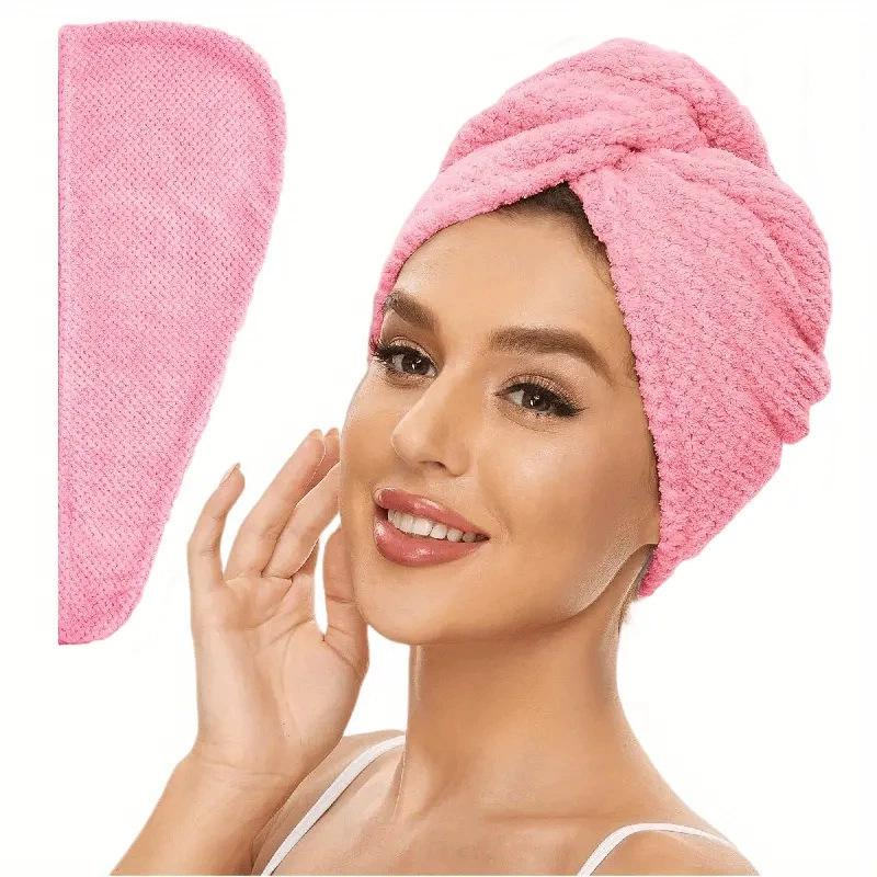 Microfiber Hair Towel Wrap Soft Quick Dry Hair Drying Cap Anti Frizz Hair Turban Bathroom Accessory